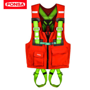 Arnés indicado para trabajos de altura, en la construcción.